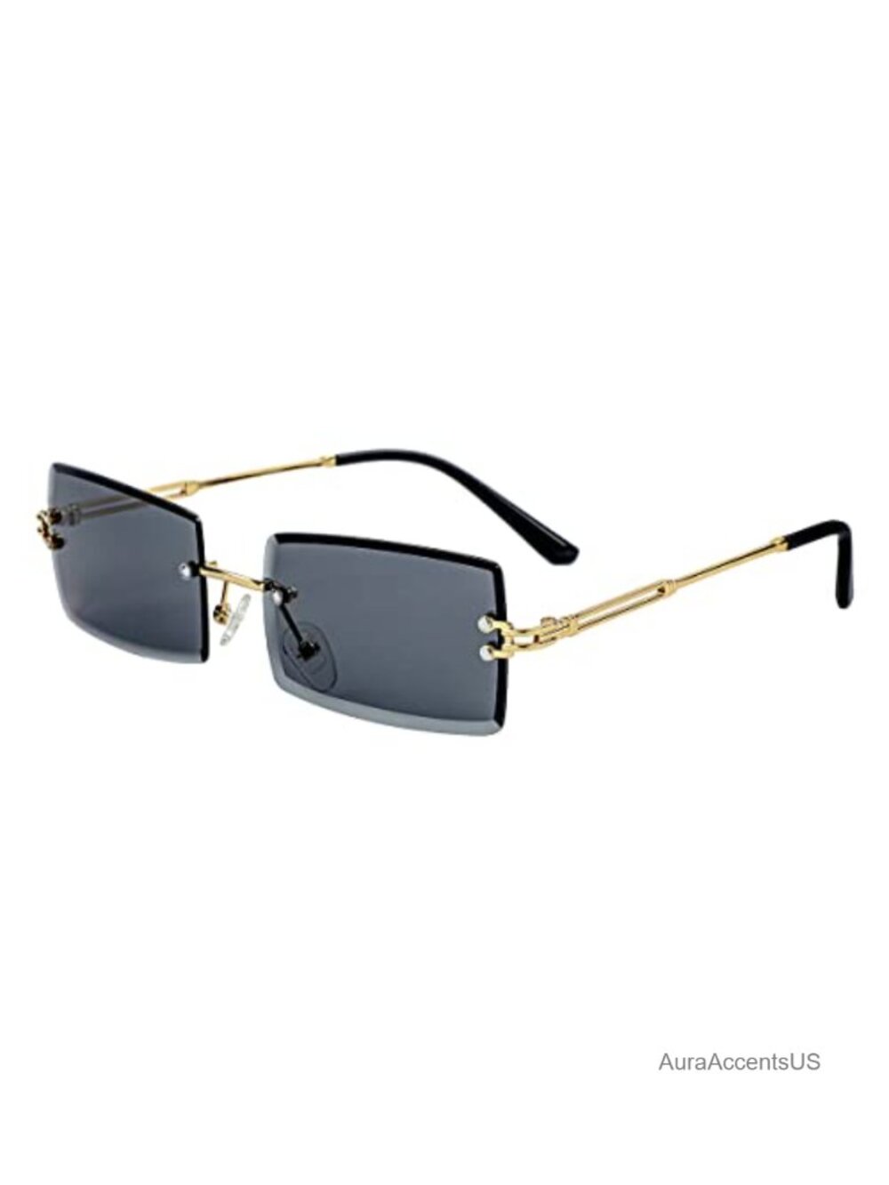 Rimless Rectangle Sunglasses Vintage Frameless Square Gradient Lens UV400